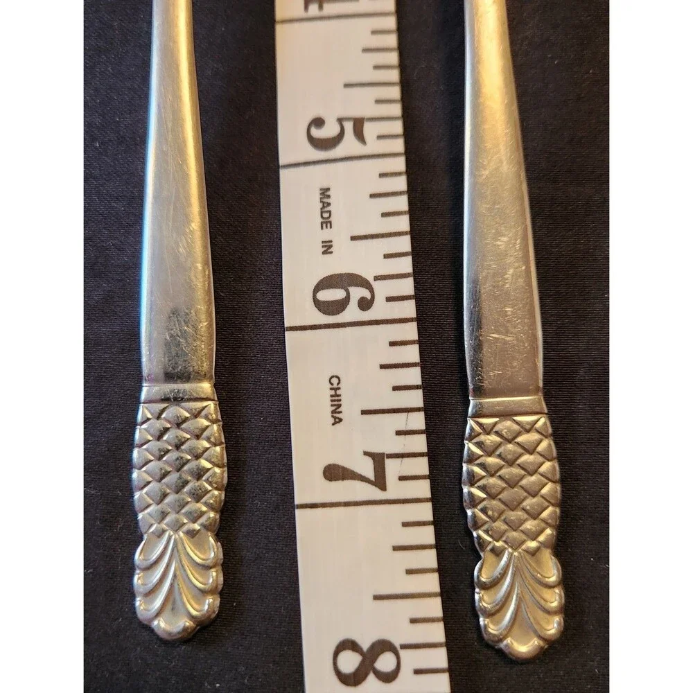 2 Spoons Ginkgo Pineapple flatware REPLACEMENT 8 inches long